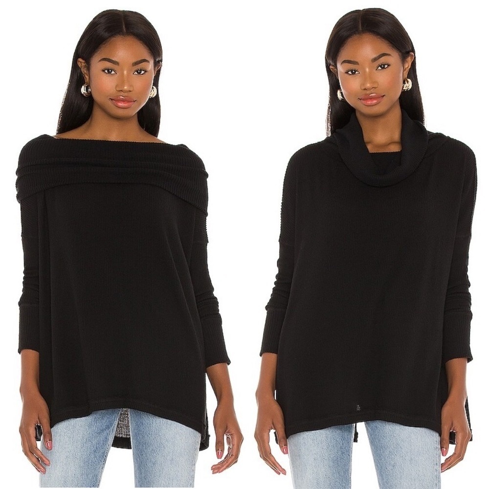Free People Juicy Long Sleeve Waffle Weave Split Back top versatile